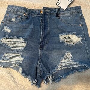 Almost Famous Blue Distressed Jean Shorts